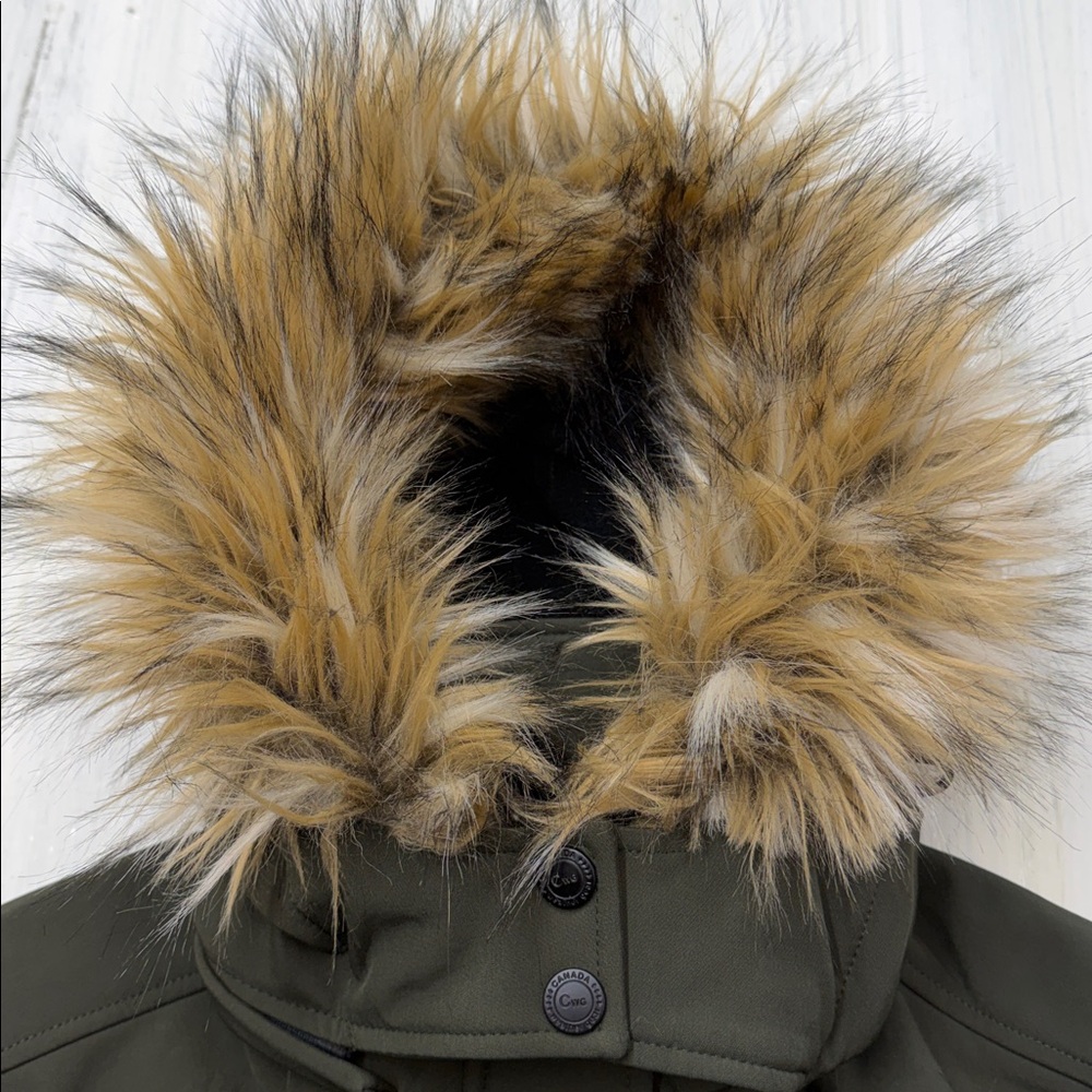 Canada Weather Gear Faux Fur Trim Hooded Parka Army/Forest Green Sz L - Picture 12 of 16